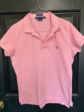 Ralph Lauren Pink Polo with Green Pony Embroidery Size L